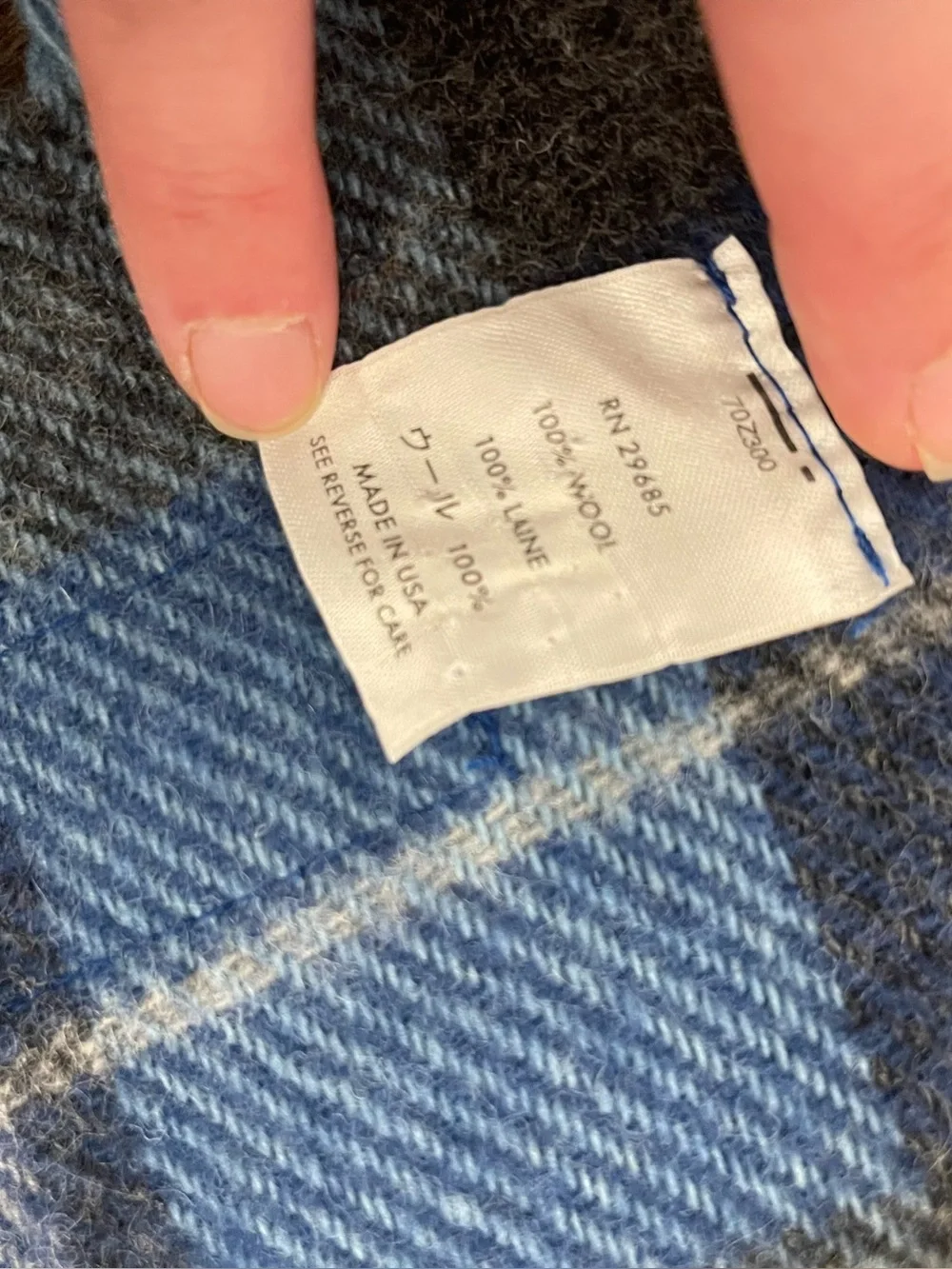 Pendleton Blue Plaid 100% Wool Vintage Fringe Throw Blanket 77X52 Made in USA